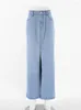 Skirts Fashion Women Split Denim Skirt Casual Blue All Match High Waist Maxi 2023 Spring Summer Chic Vintage Streetwear Clothing