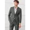 Abiti da uomo Lansboter Verde Abito da uomo 2 pezzi Set Italiano Casual Slim Fit Abito da sposa Giacca da lavoro da sposo con pantaloni