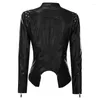 Kvinnors päls 2023 läderjacka kvinnor mode faux pu jackor damer sexig svart motorcykel cyklist streetwear gothic nit coat chaqueta