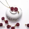 Pendant Necklaces Natural Garnet Crystal Beads Stones Ball Charms Wrapped Stone For Diy Necklace