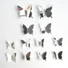 Party Decoration 12pcs Sparkling Butterfly Wall Sticker For Home Decor Metal Texture Art Diy Craft Wedding Birthday Supplies