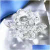 Nyhetsartiklar olika färger 85mm Crystal Lotus Crafts Glass Flower Miniatures Pappersviktbord Ornament gåva Hemdekoration acce dhknh