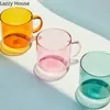 Wine Glasses Heat Resistant Glass Colorful Coffee Glasses with Handle Household Milk Breakfast Cup Nordic Modern Mug Drinking Glasses 230802