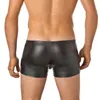 Men's Swimwear Sexy Patent Leather Boxer Shorts With Faux Buttons For Easy Disassembly