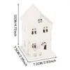 Christmas Decorations LED Light Wooden House White Snow Luminous Cabin Tree Hanging Ornament Glowing Castle Gift Year 2023