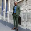 Men's Suits Green Jacket Men Peaked Lapel One Button Prom Costume Mariage Homme Blazer Trousers Tailored 2Piece Coat Pant