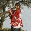 Ropa étnica Chic rojo japonés Kimono Cardigan hombres Haori Yukata mujeres Samurai disfraz Top primavera 2023 niñas Kimonos Karate FF2149