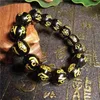 Strand Naturel Avancée Lumière De Luxe Noir Agate Om Mani Padme Hum Bouddha Perles Bracelet Pour Hommes Et Femmes