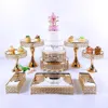 Andra Bakeware 4-9pcs Crystal Metal Cake Stand Set Acrylic Mirror Cupcake Decorations Dessert Pedestal Wedding Party Display Tray226V