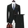 Costumes pour hommes veste gilet pantalon mode Boutique Plaid décontracté bureau hommes d'affaires costume marié robe de mariée smoking 3 pièces Blazers ensemble