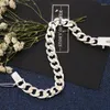 Bracelets porte-bonheur hommes 10mm boucle carrée chaîne cubaine Bracelet couleur argent luxe bijoux de mode mâle cadeau de noël bijoux