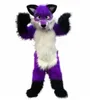 Purple Fox Mascot Costume Symulacja Symulacja kreskówka Anime Postacie dorośli rozmiar świątecznego stroju reklamowego na świeżym powietrzu