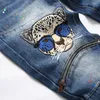 Männer Jeans 2023 Herbst Herren Cartoon Gestickte Denim Hosen Trendy Marke Dünne Beiläufige Kleine Füße Bleistift Hosen Hombre