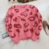 Vrouwen Truien ROZE Vrouwen Luipaard Gebreide Trui Winter Animal Print Dikke Lange Mouwen O-hals Vrouwelijke Truien Casual Tops 230803