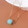 Pendentif Colliers Naturel Amazonite Pierre Collier Carré Cube Gemmes Collier Guérison Reiki Bijoux Cadeaux Pour Les Festivals