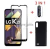 Mobiltelefonskärmsskydd 3-i-1-fodral + kamera tempererat glas på för LG K22 Plus Screen Protector Glass för LG K22 K 22 9D Telefon Full Glass X0803