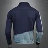 Herrenjacken Four Seasons Denim Patchwork Hoodie Männer Stehkragen Casual Retro Cardigan Mantel