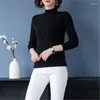 Women's Sweaters Half Turtleneck Solid Color Sweater Women Autumn Winter Pullover Knitted Top Simple Straight Tube Loose Female Clothing 623
