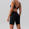 Active Set Women Stretchy Soft Compression V Cut Scrunch Yoga Shorts and Bh Set Summer Sexy Outdoor Running Mountain Sports Suit