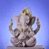 Dekorativa föremål Figurer Vilead Sandstone Indian Ganesha Elephant God Statue Religious Hindu Fengshui Buddha Sculpture Shop Office Dekoration Hantverk 230802