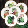 Chinese Style Products Green Plant DIY Embroidery Cross Stitch Hoop Starter Needlework Sewing Art Handmade Gift Craft Ribbon Painting Decor R230803