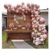 Andra evenemangsfestleveranser 101st Chrome Rose Gold Balloons Garland Arch Kit Pink White Ballon för Baby Shower Wedding Birthday Decor Globos Gift 230802