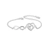 Braccialetti con ciondoli Bracciale con 8 parole a forma di cuore in zircone semplice placcato argento stile coreano creativo per il regalo di San Valentino