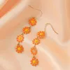 Dingle örhängen 2023 vintage färgglad blomma lång koreanska för flickor kvinnor små tusensköna tofs tillbehör smycken gif