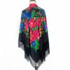 Szaliki 160 160 cm rosyjski kwadratowy szalik Kobiety retro kwiatowy nadruk fringed ukraińska głowa szalej lady chusteczka faulard bandana