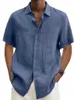 Männer Casual Hemden Baumwolle Leinen Bluse Sommer Männer Drehen Unten Kragen Kurzarm Taste Lose Mode Männlichen Tops S-5XL