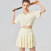 Conjuntos ativos WISYOA Sportswear mulher Gym Yoga conjunto camisa de tênis e saia plissada com shorts terno para fitness corrida golfe wear feminino