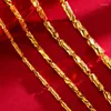 Ciondoli Luxury Yellow Gold Color Cylindrical Double Bamboo Collana per uomo Wedding Engagement Fine Jewelry 999 Thick Sand Chain