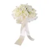 Fleurs décoratives mariée mariage jeter Bouquet avec des Bouquets de ruban de soie pour la cérémonie de la mariée Po Prop décor