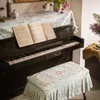 Dust Cover French Rose Print Piano Cover Home Decor Cabinet Dust-proof Covers Cloth Velvet Lace Tablecloth Piano Bench Covers Stool Cover R230803