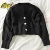Tricots pour femmes automne 2023 femmes vêtements vente Cardigan court décontracté noir tricoté dames hauts Vy2103