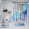 Dywany Niebieski marmurowy zestaw zasłony prysznicowej Art Abstract Malowane nowoczesne wystrój łazienki dywan cokołów bez poślizgu dywan pokrywka pokrywka R230802