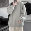 Herrtröjor Bomullströjor Män hösten Korean Solid Pullover Harajuku Casual Streetwear Basic Plain Sweatshirt Outwear Tops