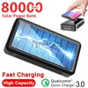 Trådlösa laddare 80000MAH Trådlös Solar Power Bank Fast Charger Portable PowerBank Outdoor Travel Emergency Charger för Xiaomi Samsung iPhone X0803
