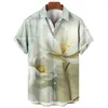 Men's Casual Shirts Hawaiian Resort Style Summer Shirt 3d Printed Flowers And Grass Short-sleeved Tops Street Y2k Fashion Clothing