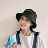 Fashion hat women summer sun protection sunshade Korean fashion students versatile embroidery Bucket hat Japanese thin sun hat