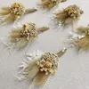 Dekorativa blommor 6st/set torkad blommor Corsage Mini Baby's Breath Natural Small Bouquet Man Boho Style Rustic Vintage Wedding Decor