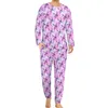 Men's Sleepwear Dragonfly Pajamas Gradient Print Male Long Sleeve Kawaii Pajama Sets Two Piece Night Spring Graphic Gift