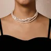 Ras du cou à la mode élégant grand blanc Imitation perle perles clavicule chaîne collier pour les femmes bijoux de mariage cadeaux en gros