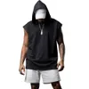 Men's Tank Tops Fitness Pullover Sports Casual Top Sleeveless Hooded Vest Loose 230802