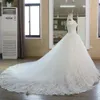 Nouvelle robe de bal robes de mariée chérie hors épaule princesse robes de mariée dentelle perlée avec perles robe de mariée à lacets perles volants robes formelles robes de mariée