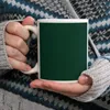 マグカップ深い緑の白いコーヒーカップミルクティーマグ11オンスダークカラー