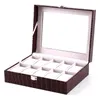Titta på lådor 61012 Slots Fashion Wrist Box Holder Storage Case Organizer Pu Leather Watches Display Regalos Para Hombre
