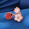 Nuovo Anello di Coccinella Primaverile i Oro Rosa di Vendita Caldo per regalo di Festa di Gioielli di Marca di Lusso di Moda Semplice da Donna