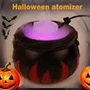 Feestmaskers Halloween Witch Pot Smoke Machine Fog Maker Water Fountain Fogger Color Changing Prop Decoration 230802