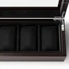 Titta på rutor Box Storage Case Wood Organizer för män Mekaniska handledsklockor Transparent takfönster Display Collection Gift